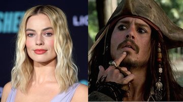 Margot Robbie (Foto: Matt Winkelmeyer/Getty Images) / Johnny Depp como Jack Sparrow em Piratas do Caribe (Foto: reprodução / Disney)