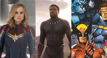 None - Capitã Marvel, Pantera Negra e X-Men nos quadrinhos (Montagem: Reprodução / Marvel)