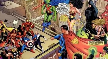 None - Crossover entre Liga da Justiça e Vingadores nas HQs (Foto: Reprodução/Marvel/DC Comics)