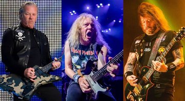 None - Montagem de Metallica (Foto: Sipa via AP Images), Iron Maiden  (Foto: Amy Harris/Invision/AP) e Slayer (Foto: Renan Olivetti / I Hate Flash)