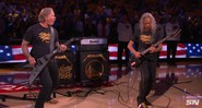 James Hetfield e Kirk Hammett se apresentam nas finais da NBA (Foto: Reprodução)