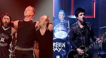 Metallica (Foto: Frazer Harrison/Getty Images) e Green Day no programa de Jimmy Fallon (Foto: Reprodução / Vídeo)