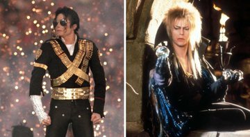 Michael Jackson no Superbowl (foto: Getty Images/ George Rose) e David Bowie em Labirinto - A Magia do Tempo (Foto: Reprodução/Lucasfilm)