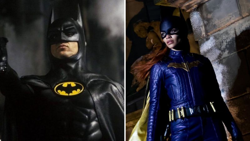 Michael Keaton como Batman (Foto: Reprodução / Warner Bros) e Leslie Grace como Batgirl (Foto: Divulgação / Warner)