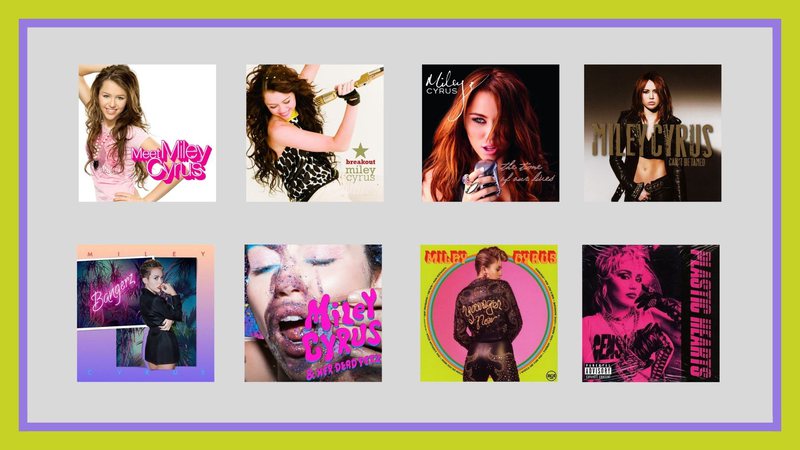 Capas dos álbuns de Miley disponíveis no Amazon Music