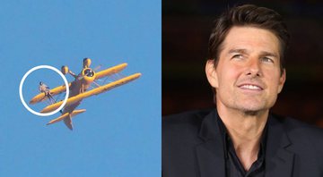 None - Montagem de filmagens de Missão Impossível 8 (Reprodução/The Grosby Group) e Tom Cruise (Foto: Emmanuel Wong / Getty Images for Paramount Pictures)