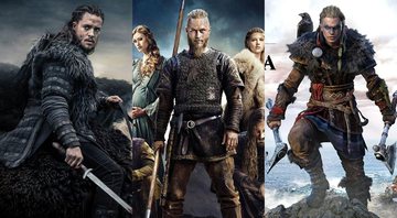 The Last Kingdom, Vikings e Assassin's Creed Valhalla (fofo: reprodução/ Netflix / History Channel / Ubisoft)