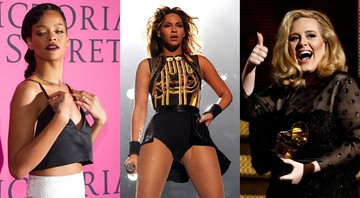 Rihanna, Beyoncé e Adele (Foto: Charles Sykes/Invision - Frank Micelotta/Invision for Parkwood Entertainment - Matt Sayles)