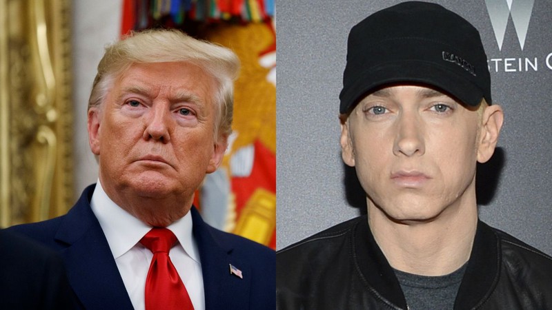 Montagem com Donald Trump (Foto: AP Photo/Alex Brandon) e Eminem (Foto: Evan Agostini/AP)