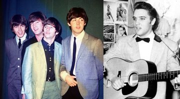 Montagem com os Beatles e Elvis Presley (Fotos: AP File)
