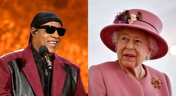 None - Montagem de Stevie Wonder (Foto: Kevin Winter/Getty Images) e Rainha Elizabeth II (Foto: Ben Stansall/Pool via AP)