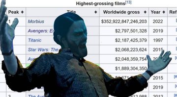 None - Meme de Morbius com mais de US$ 300 trilhões em bilheteria mundial (Foto: Reprodução/Twitter