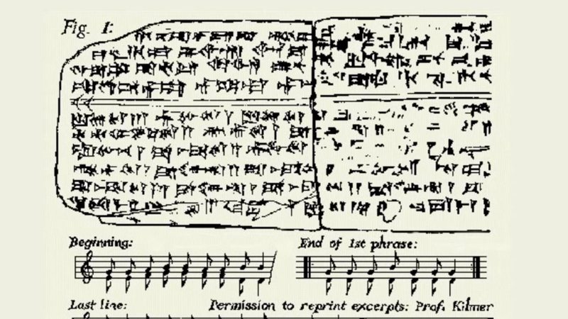 Hurrian Hymn Text H6, partitura da música mais antiga do mundo (Foto: Reprodução / Youtube)