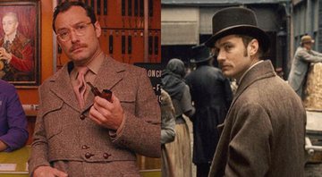 Jude Law em O Grande Hotel Budapeste e Sherlock Holmes (Fotos: Reprodução)