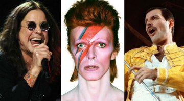 None - Ozzy Osbourne, David Bowie e Freddie Mercury (Foto 1: Henny Ray Abrams/AP/ Foto 2: Divulgação/ Foto 3: AP)