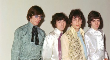 A formação original do Pink Floyd com Waters, Mason, Barrett e Wright (à partir da esq.) em uma entrevista coletiva à imprensa em Londres, em março de 1967 (Foto: JEFF ALLEN/CACHE AGENCY)