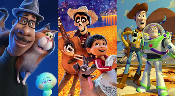 Montagem de Soul, Viva e Toy Story (Fotos: Reprodução/Disney/Pixar)