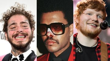 None - Post Malone (Foto: Jordan Strauss / Invision / AP) | The Weeknd (Foto: Reprodução/Instagram) | Ed Sheeran (Foto: Ian Gavan/Getty Images)