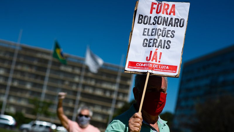 Protesto realizado em maio de 2020 contra Jair Bolsonaro (Foto: Andressa Anholete / Getty Images)