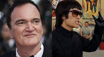 Quentin Tarantino (Foto: Vianney Le Caer / Invision AP) e cena de Era uma Vez em... Hollywood representando Bruce Lee (Foto: Divulgação)
