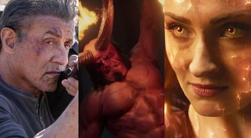 None - Rambo: Até o Fim, Hellboy e X-Men: Fênix Negra (Foto 1: Reprodução/ Foto 2: Reprodução/ Foto 3: Divulgação)
