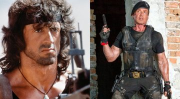None - Sylvester Stallone em Rambo e Mercenários (Foto: reprodução/ montagem)