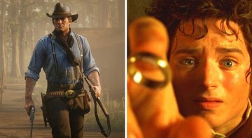 None - Cena de Red Dead Redemption 2 (Foto: Reprodução/Rockstar) e Elijah Wood como Frodo em O Senhor dos Anéis (Foto: Divulgação/Warner)