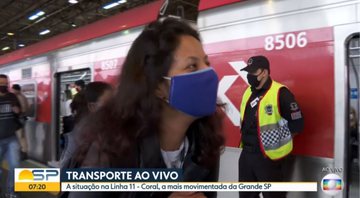 Mulher constrange repórter ao soltar um palavrão ao vivo na Globo:  'Obrigado pela sinceridade'