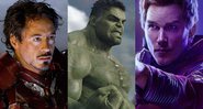 Robert Downey Jr. em Homem de Ferro (Foto: Reprodução Marvel), Mark Ruffalo como Hulk em Thor: Ragnarok (Foto: Reprodução/ Marvel) e Chris Pratt como Senhor das Estrelas (Foto: Reprodução/Instagram)