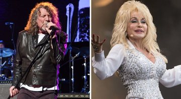 Robert Plant (Foto: Jamie McCarthy/Getty Images) e Dolly Parton no Glastonbury Festival (Foto: Getty Images / Ian Gavan / Equipe)