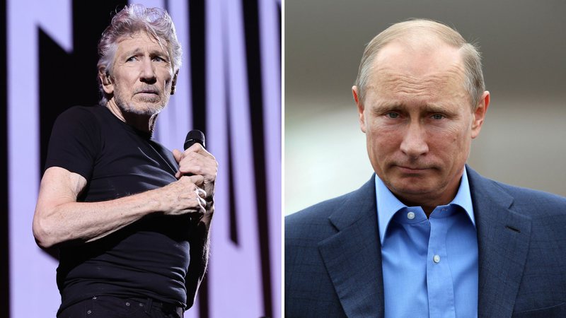 Roger Waters (Foto: Theo Wargo/Getty Images) e Vladimir Putin (Foto: Peter Muhly - WPA Pool/Getty Images)