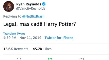 Tweet de Ryan Reynolds (Foto: Reprodução / Twitter)
