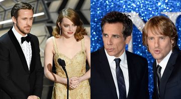 None - Ryan Gosling e Emma Stone (Foto: Kevin Winter / Getty Images) e Ben Stiller e Owen Wilson (Foto: Jeff Spicer / Getty Images)