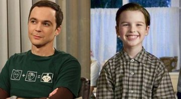 None - Sheldon Cooper em The Big Bang Theory (Foto: Reprodução/CBS) e Young Sheldon (Foto: Divulgação / CBS)