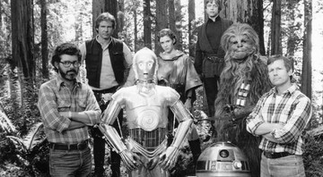 None - George Lucas e a turma de Star Wars: O Retorno de Jedi (Foto: Ulltein Biloy / Easypix Brasil)