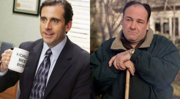 None - Steve Carell como Michael Scott em The Office (Foto: Reprodução/ Comedy Central) e James Gandolfini como Tony Soprano (Foto: Reprodução)