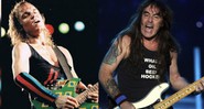 Steve Harris, do Iron Maiden e Matthias Jabs, do Scorpions (Foto 1:Balazs Mohai/AP Images/ Foto 2: Divulgação/Scorpions Brazi)