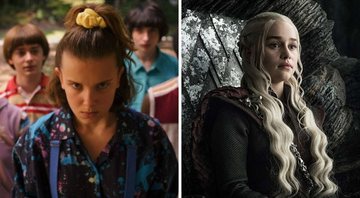 None - Cena de Stranger Things (Foto: Reprodução/Netflix) e Emilia Clarke em Game of Thrones (Foto: Reprodução/HBO)