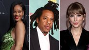 Rihanna (Foto: Mike Coppola / Getty Images), Jay-Z (Foto: Rich Fury / Getty Images) e Taylor Swift (Foto: Dimitrios Kambouris / Getty Images)