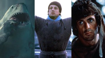 Sylvester Stallone nos filmes O Esquadrão Suicida, Rocky: Um Lutador e Rambo: Programado para Matar (Foto: reprodução/vídeo)