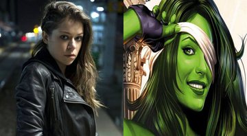Tatiana Maslany e Mulher-Hulk (Foto 1: Reprodução/Foto 2: Divulgação)