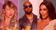 Taylor Swift, Kanye West e Kim Kardashian (Montagem via Rolling Stone EUA: SPACE/Shutterstock, Evan Agostini/Invision/AP/Shutterstock, Matt Baron/Shutterstock, Shutterstock)