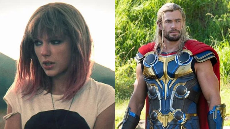 Taylor Swift (Foto: Reprodução) e Thor: Amor e Trovão (Foto: Reprodução / Marvel Studios)