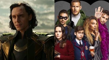 None - Tom Hiddleston em Loki (Foto: Reprodução via IMDb) | The Umbrella Academy (Foto: Reprodução / Netflix)