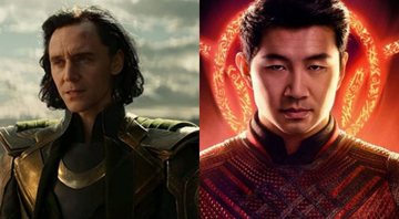 None - Tom Hiddleston em Loki (Foto: Reprodução via IMDb) e Simu Liu em pôster de Shang-Chi e a Lenda dos Dez Anéis (Foto: Reprodução / Marvel)