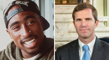 None - Tupac e Andy Beshear (Foto 1: AP e Foto 2: Divulgação do governo de Kentucky)