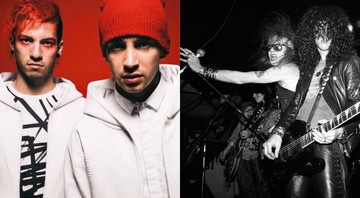 None - Twenty One Pilots e Guns N' Roses (Foto 1: Jabari Jacobs / Divulgação e Foto 2: Marc S. Canter / Michael Ochs Archive / Getty)