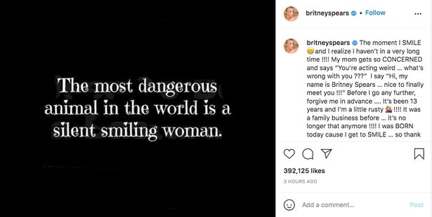 Publicação Instagram Britney Spears