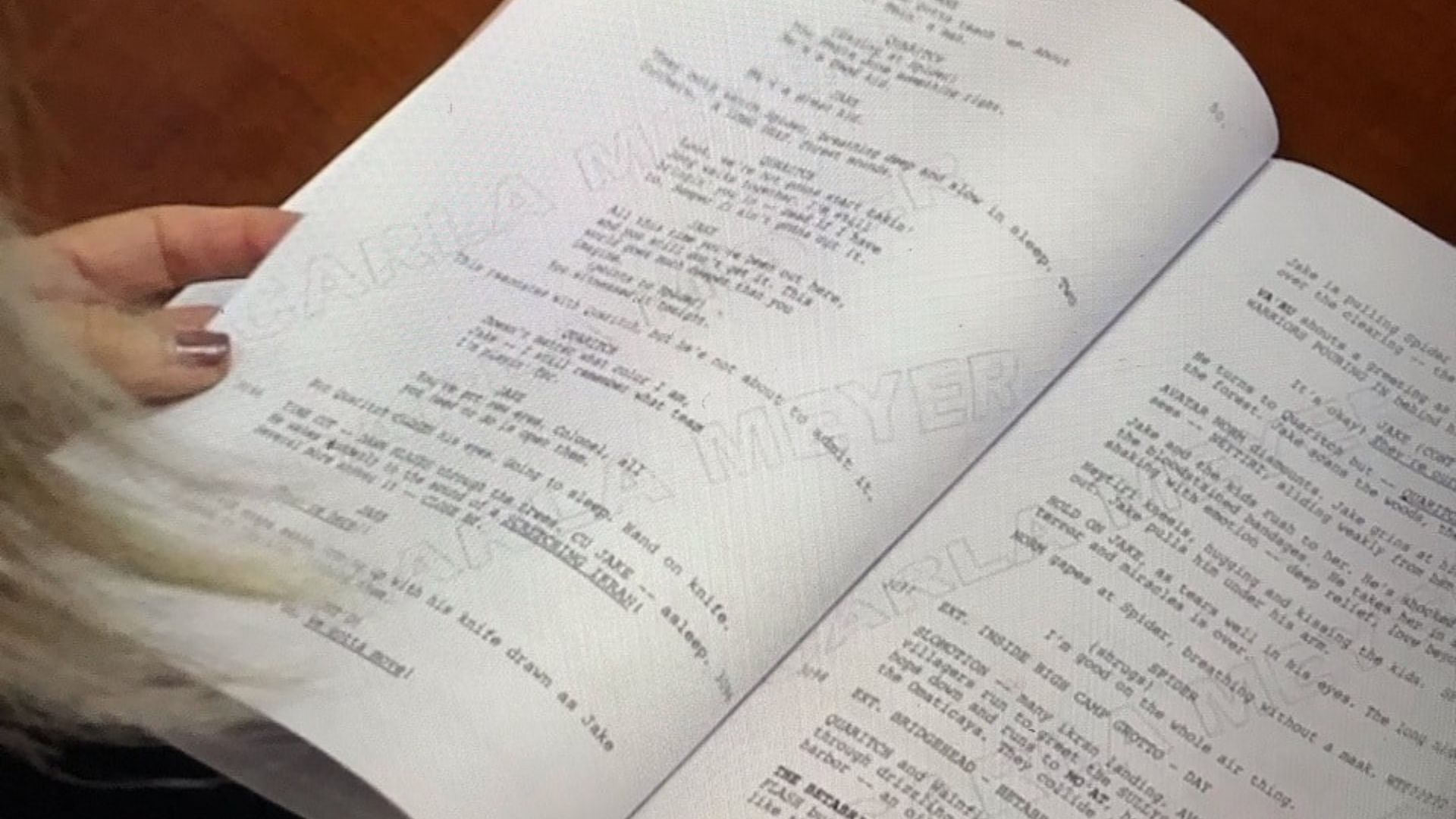 Cena do script mostrado em "Building the World of Pandora" (Reprodução/Disney+)