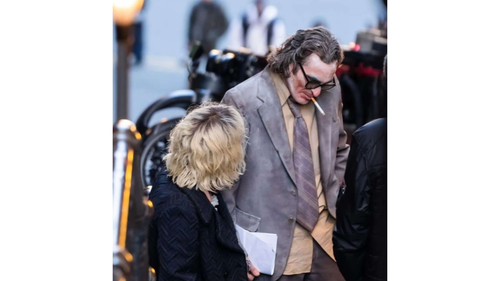 Joaquin Phoenix e Lady Gaga em filmagens de "Joker: Folie à Deux"